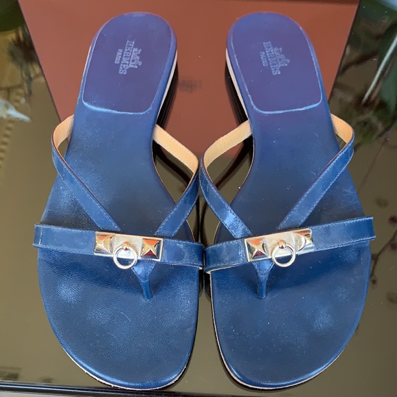 Hermès Corfu Flip Flops in Ocean Blue - Picture 2 of 5